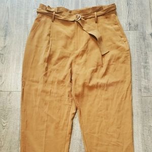 Zara High Waisted Slouchy Pants with Belt Size XL 